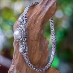 Pearl and Sterling Silver Pendant Bracelet - Celuk Nobility | NOVICA Luxury Artisan Nickel-free Jewelry, Pearl Cocktail Ring, Gift Catalog, Buy Pearls, Mabe Pearl, Pendant Bracelet, Jewelry Packaging, Online Gifts, Jewelry Gift Box