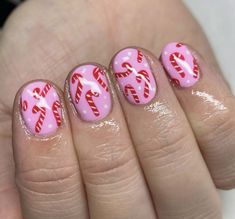 Christmas Nails Short Candy Cane, Whimsical Christmas Nails, Christmas Nails Bright, Pink And Red Nails Christmas, Bright Christmas Nails, Pink And Red Christmas Nails, Nail Ideas Holiday, Xmas Nails Christmas