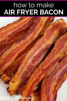 Air fried bacon on plate. Crispy Bacon In Air Fryer, Air Fryer Bacon Crispy, Air Fried Bacon, Bacon In Air Fryer, Airfryer Potatoes, Bacon In The Air Fryer, Air Fry Bacon, Air Fryer Bacon, Fried Bacon