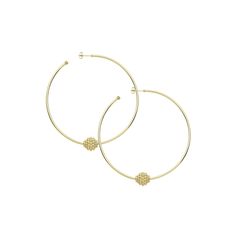 Statement 18K gold hoop earrings with a Caviar beaded ball. Finished with 18K gold post backing. Simple Stacking Rings, Lagos Jewelry, Beaded Ball, Engraved Items, Gold Collection, Gold Hoops, Gold Hoop, Gold Hoop Earrings, Gold Gold