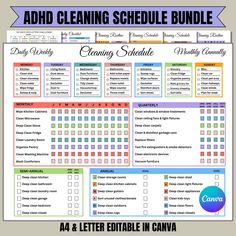 the cleaning schedule is shown in this printable version, and includes several tasks to help you