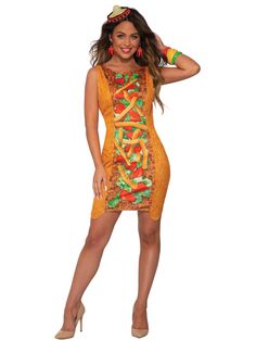 Adult Fiesta Taco Dress Costume - costumes.com Fun Costumes, New Halloween Costumes, Costumes For Halloween, Fiesta Dress, Women Costumes, Dress Costume, Festival Dress, Women's Costumes, Halloween Women