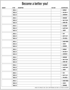 a printable sign up sheet with the words become a better you