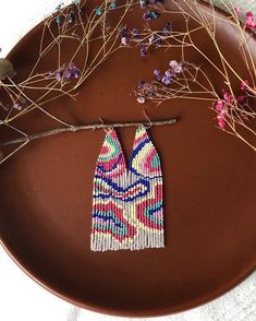 Abstract Painting Earrings Fringe Seed Bead Earrings Trip Bead - Etsy Painting Earrings, Bead Loom Pattern, Loom Pattern, Hippie Earrings, Handmade Earrings Beaded, Seed Bead Earrings, Earrings Boho, Czech Beads, Loom Beading