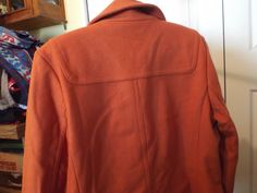 "This is a very cool orange coat for those chilly days that are coming. I love the burnt orange color of this size medium jacket by Gap. Check out those toggles. This vintage orange jacket is in great condition. Fully lined, with side pocket. I'm not sure how old it is probably the early 2000s. I just could pass up the brunt orange color of this jacket. size medium measured flat 17\" armpit to armpit 18\" waist 19\" hips 16\" shoulder to shoulder 33\" sleeves, middle of next to the hem of the sl Cheap Orange Outerwear With Button Closure, Lounge Wear Outfit, Flagler Beach, Orange Coat, Pink Babydoll, Orange Jacket, Burnt Orange Color, Blue Hawaiian, Vintage Orange