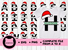 christmas svg files for t - shirts and other items, including santa's hats