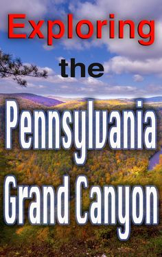 the cover of exploring the pennsylvania grand canyon, with trees and mountains in the background