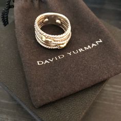 David Yurman 'S Woman's Silver Ring With 2 18k Gold X's. The Ring Is A 7.5 , But Is Sized For A 7. Sizing Balls Can Be Removed If Customer Requests. David Yurman Rings, David Yurman Ring, David Yurman Jewelry, Ring Color, The Ring, David Yurman, Womens Jewelry Rings, Women Rings, Silver Ring