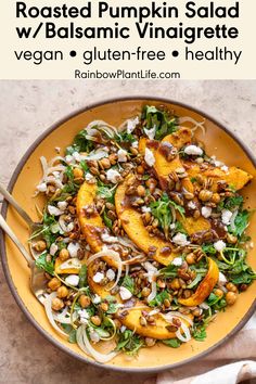 roasted pumpkin salad w / balsamic vinaiette vegan gluten free healthy