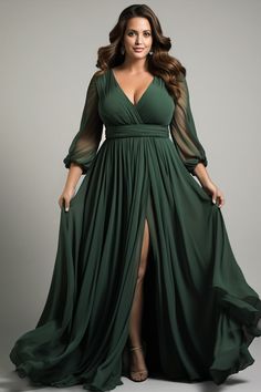 Flycurvy Midsize Formal Gown, Chiffon Wrap, Evening Dresses Plus Size, Split Maxi Dress, Curvy Plus Size, Curvy Dress, Designer Dresses Indian, Mom Dress, Lantern Sleeve