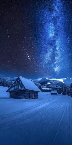 I am the first Starry Night Wallpaper, Winter Sky, A Cabin, Winter Wallpaper, Winter Scenery, Beautiful Landscape Wallpaper