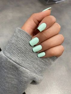 21 Dreamy Pastel Nail Ideas for a Whimsical Look - thepinkgoose.com Mint Green Sns Nails, Bright Mint Green Nails, Gel Nail Designs Plain Colors, Mint Pastel Nails, Spring Pastel Nails Simple, Mint Square Nails, Pale Mint Green Nails, Mint Matte Nails, Pale Mint Nails