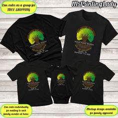 Customizable Family Reunion Shirts-Roots Run Deep with Fist Family Group Shirt and Vacation Shirts- Unisex, Kids, Babies  Family BBQ and Vacation Shirts You can change the wording to fit your family needs. For example: Leggin Cook-Out / Thompson Family Vacation/ Etna Brown Clan FREE SHIPPING WILL BE FOR $35 AND OVER  FOR FASTER PROCESSING, PLEASE KEEP ORDERS TO ONE ADDRESS.  I will provide a mockup for review prior to print. After approved, I will print and mail.  These matching family shirts will make memories and smiles for your family celebration.  IF YOU WOULD LIKE  BACK DESIGN, IT IS $8 IN ADDITION TO THE SHIRT. Please send that amount via cashapp with the order number. Please message me for the cashapp information after you place the shirt order.  Mail as a Group or Individually to m Black Graphic Print Tops For Family Reunion, Black Tops With Graphic Print For Family Reunion, Family Matching Black Shirt For Family Reunion, Black Shirt With Custom Print For Family Reunion, Family Bbq, Family Reunion Shirts, Reunion Shirts, Family Shirts Matching, Group Shirts