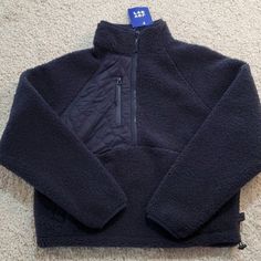 Item Is Nwt Odyssey Blue Thank You For Shopping! Navy Winter Outerwear, Navy Fleece Outerwear For Winter, Navy Winter Fleece Jacket With Pockets, Navy Fleece Winter Outerwear, Blue Cotton Fleece Jacket With Pockets, Navy Fleece Jacket With Pockets, Navy Fleece-lined Outerwear For Cold Weather, Navy Fleece-lined Outerwear For Streetwear, Blue Fleece Half-zip Outerwear