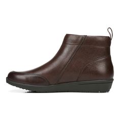 The Lois Bootie features: Leather upper Side zipper for easy on and off Removable microfiber covered EVA footbed Rubber outsole Heel height: 1.25” Leg circumference: 11.25” Ankle Shoes, Vionic Shoes, Comfortable Boots, Shoe Store, Chukka Boots, Shoes Online, Bootie, Side Zipper, Chelsea Boots