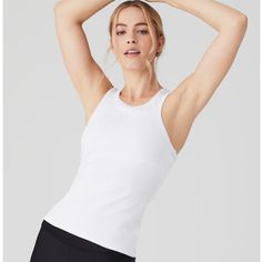 Ribbed Aspire Full Length Tank. Features A Built-In, Shelf Bra Lining And A Racerback. Layer It Up With Your Fave Sweatshirt Or Jacket. High-Neck, Ribbed Look Light, Everyday Support Designed & Uniquely Fit To Flatter Every Size Never Worn, New With Tags Alo Yoga Ribbed Athleisure Top, Ribbed Fitted Tank Activewear, Alo Yoga Athleisure Tank Top For Gym, Ribbed Racerback Yoga Top, Alo Yoga Sporty Tank Top For Gym, Alo Yoga Sporty Tank Top For Sports, Sporty Alo Yoga Tank Top For Sports, Alo Yoga Seamless Athleisure Tops, Alo Yoga Seamless Workout Top