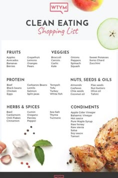 Clean Eating Shopping List, Clean Eating Grocery List, Makanan Diet, Clean Eating Diet, Eating Plans, Healthy Meal Prep, Meal Plans, The Menu, Clean Eating Recipes