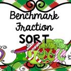 a sign that says benchmark fraction sort in front of a green and red checkered background