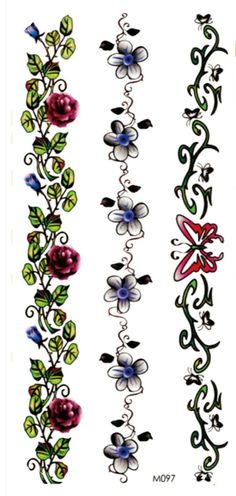 some tattoos with flowers and vines on them