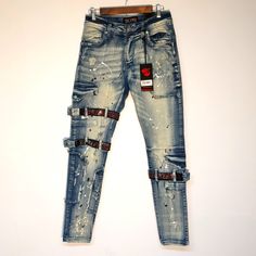 New With Tags. Well Constructed Pair Of Jeans. Embellish Leg Belts. With 7 Pockets. Luxury Denim Blue Cargo Jeans, Luxury Men's Utility Cargo Jeans, Luxury Men's Cargo Jeans With Pockets, Men's Luxury Cargo Jeans, Apc Jeans, Stonewash Jeans, Luxury Denim Blue Men's Jeans, Dickie Jeans, Carhartt Jeans