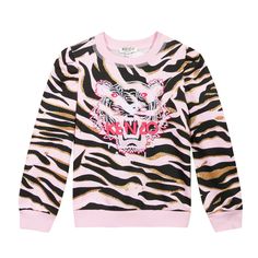 Kenzo Tiger Sweatshirt, Pink Tiger, Kenzo Tiger, Striped Sweatshirts, Tiger Head, Kenzo Kids, Girls Outfits, Tiger Stripes, Tiger Print