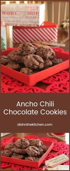 an image of chocolate cookies in red trays