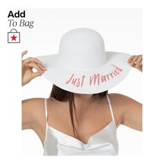 in stock Just Married, Floppy Hat, Pick Up, In Store, Buy Online, Hats, Free Shipping, White