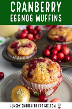 cranberry eggnog muffins on a plate