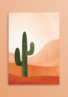 an abstract painting of a cactus in the desert