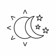 the moon and stars are drawn on a white background