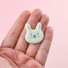 This cute bunny brooch is made from white earthenware clay, painted with underglazes and glazed with non-toxic transparent glaze. It's fired 2 times at high temperatures. The pin is made from brass. Other ceramic jewelry, and other ceramic cute brooches for kids (cat, bear, dog and fox) are available in my etsy shop: www.etsy.com/uk/shop/GruniCeramica I ship all the orders with an international track and trace number. Please note that shipping depends on many factors and sometimes might take lon Bunny Brooch, Ceramic Cute, Ceramic Dessert, Ceramic Bunny, Bear Dog, Earthenware Clay, Cute Clay, Cat Jewelry, Kids Easter