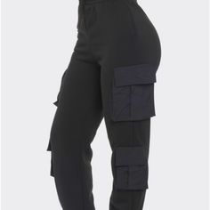 Beautiful Cargo Pants Can Be Dress Up Or Down. Very Comfortable Material. Trendy Black Sweatpants With Cargo Pockets, Black Cargo Style Joggers, Trendy Black Joggers With Pockets, Trendy Black Sweatpants With Pockets, Black Utility Joggers With Multiple Pockets, Trendy Black Joggers With Side Pockets, Black Utility Joggers With Side Pockets, Black Utility Sweatpants With Side Pockets, Black Cargo Style Sweatpants