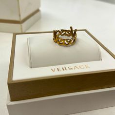 Men’s Versace Ring. Bought At The Versace Store In Las Vegas. Paid $377 3 Years Ago. Didn’t Use Much. Size 10 Versace Store, Versace Ring, Versace Gold, Accessories Gold, Versace Accessories, Ring Color, Versace, Las Vegas, Mens Accessories