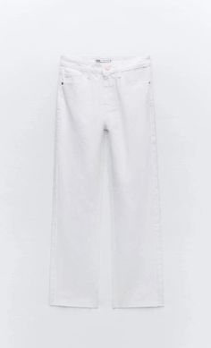 $45.99 Zara Mid-rise Jeans With Five Pockets, Trendy Zara Jeans With Five Pockets, Trendy Zara Wide Leg Jeans, Zara Trendy Straight Leg Jeans, Trendy White Straight Jeans, Zara High Rise Jeans With Frayed Hem, Trendy Zara Jeans With Frayed Hem, Zara Stretch Straight Leg Jeans, Zara Mid-rise White Jeans