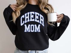 Cheer Mom Sweatshirt Unisex Fit Preppy Cheerleading Mom - Etsy Cheer Mom Sweatshirt, Black Long Sleeve Cheerleading Sweatshirt, Black School Spirit Sweatshirt For Cheerleading, Varsity Long Sleeve Sweatshirt For Cheerleading, Long Sleeve Tops For Cheerleading With Team Spirit, Long Sleeve Tops For Cheerleading Team Spirit, Long Sleeve Team Spirit Cheerleading Sweatshirt, Collegiate Sweatshirt For Cheerleading And Sports Season, Collegiate Sweatshirt For Cheerleading