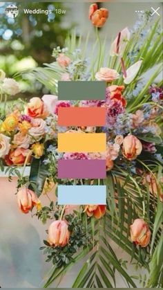 an image of flowers and greenery on a phone screen with the colors in it