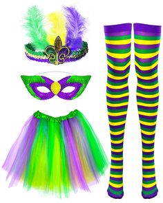 PRICES MAY VARY. Packaging Contents: Mardi Gras Feathers Headband *1, glitter eye-mask *1, layered three-color tutu *1, bean necklace *6, to meet your carnival dress needs, so that you become the brightest star in the crowd. Size: The Mardi Gras Costume Skirt has a waist of 23-43 inches and is suitable for most people, but please refer to the pictures for other sizes to make sure it fits you. The set can be used over and over again. Durable Material: The Purple-Green-Yellow tutu is made of three Multicolor Party Supplies For Carnival Costume Party, 80s Costume Women, Mardi Gras Party Costume, Mardi Gras Headband, 80s Costumes, Mardi Gras King Cake, Carnival Dress, Popular Costumes, 80s Costume