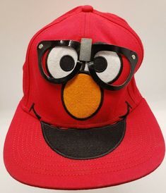 Sesame Street Red Elmo Baseball Hat W/ cute Pretend Glasses, Snapback  Condition is "Pre-owned". Shipped with USPS First Class. All Hats Shipped in boxes,  l ship same day if ordered early enough or next morning except Sunday Thanks for Looking at Tigg's Treasure's Ebay Store Veteran owned Playful Adjustable Red Hat, Crazy Hat, Scene Accessories, Funny Black People, Crazy Hats, Funny Hats, Baseball Hat, Black People, Sesame Street