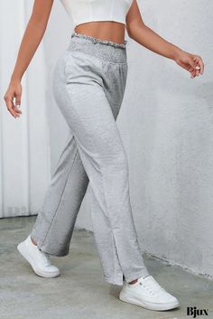 Bjux - Pantalones con bolsillos y cintura fruncida para un look moderno Craft Smock, Pocket Pants, Waist Pants, Lounge Pants, Body Size, Grey Fashion, Fall Autumn, Bottoms Pants, Medium Size