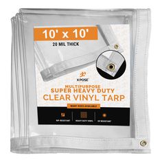 clear vinyl tarp with 10mm thick tape on each side and 20 mm thick tape on