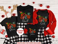 These custom family Christmas shirts will be perfect for the whole family to wear on Christmas Day while you are opening presents! Wear these family matching Christmas tshirts to your Holiday family photo session! Personalize your t-shirt with your family name. These family Christmas shirts will make the perfect Holiday Gift! ♥ For Delivery by Christmas, Order by December 7th! ♥ SELECT THE SIZE/COLOR YOU PREFER IN THE DROP DOWN MENU Add your desired number of items to cart. YOU WILL NEED TO ADD Matching Christmas Tshirts, Matching Family Christmas Shirts, Name Tshirt, Opening Presents, Grinch Shirts, Family Matching Christmas, Family Holiday Photos, Christmas Custom, Elf Christmas