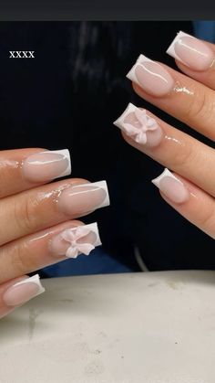 French Nails With Diamonds Rhinestones, French Tip Nails With Bow, Pink Chrome Nail Designs, Pink Chrome Nail, Chrome Nail Designs, Romantic Nails, Pink Chrome, Chrome Nail