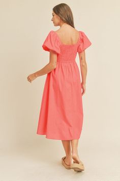 + Puff sleeve midi dress + Sweetheart neckline with ruched front + Short puff sleeves + Smocked elastic back + Lined + Model is 5' 9" 32-24.5-34.5 and wears a S Fabric Contents 100% COTTON Dress Sweetheart Neckline, Modest Tops, Puff Sleeve Midi Dress, Sleeve Midi Dress, New Arrival Dress, Modest Dresses, Skirt Pants, Sweetheart Neckline, Puff Sleeves