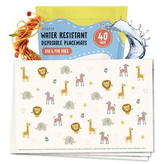 water resistant disposable placemats with animals