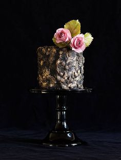 there is a cake with flowers on it