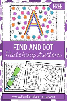 find and dot matching letters for kids to use in their handwriting workbook, with the letter