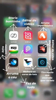 an iphone screen showing the different apps in spanish and english, with captions on each side