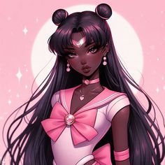 Yandere Oc Art Female, Black Sailor Moon Pfp, Black Female Anime Characters, Black Anime Girlies, Poc Anime Pfp, Black Anime Characters Women, Poc Pfp, Space Princess