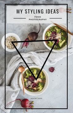 two bowls filled with food on top of a table