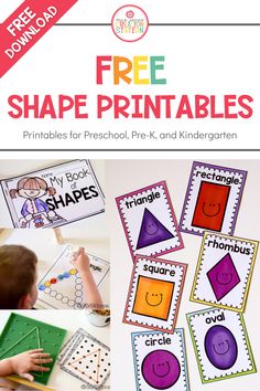 free shape printables for preschool, pre - k and kindergartian